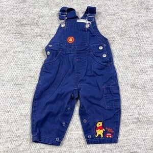 Vintage Disney Winnie The Pooh Bibs Size 6 months Blue Denim Y2K Store Beep Car